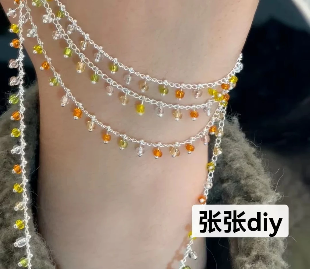 (洁雨饰品DIY) L0021 春彩米珠链条diy