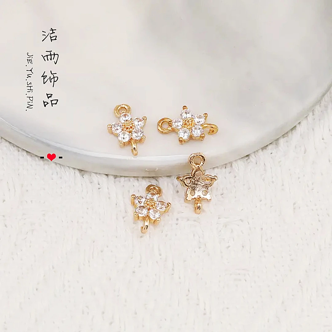 《洁雨饰品》铜五瓣花小双吊半开口diy饰品