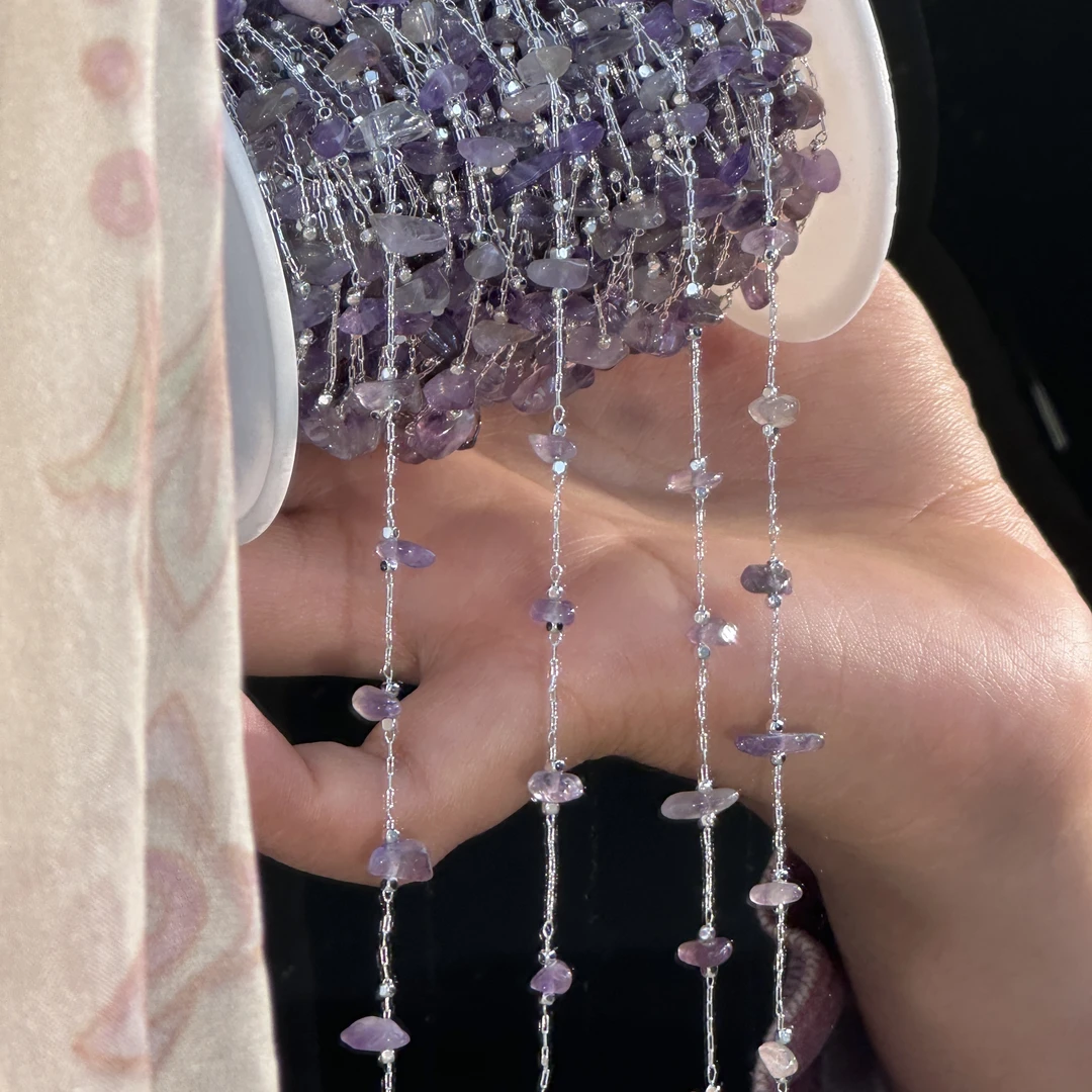 (洁雨饰品DIY) L00331  紫色碎石高保色链条DIY