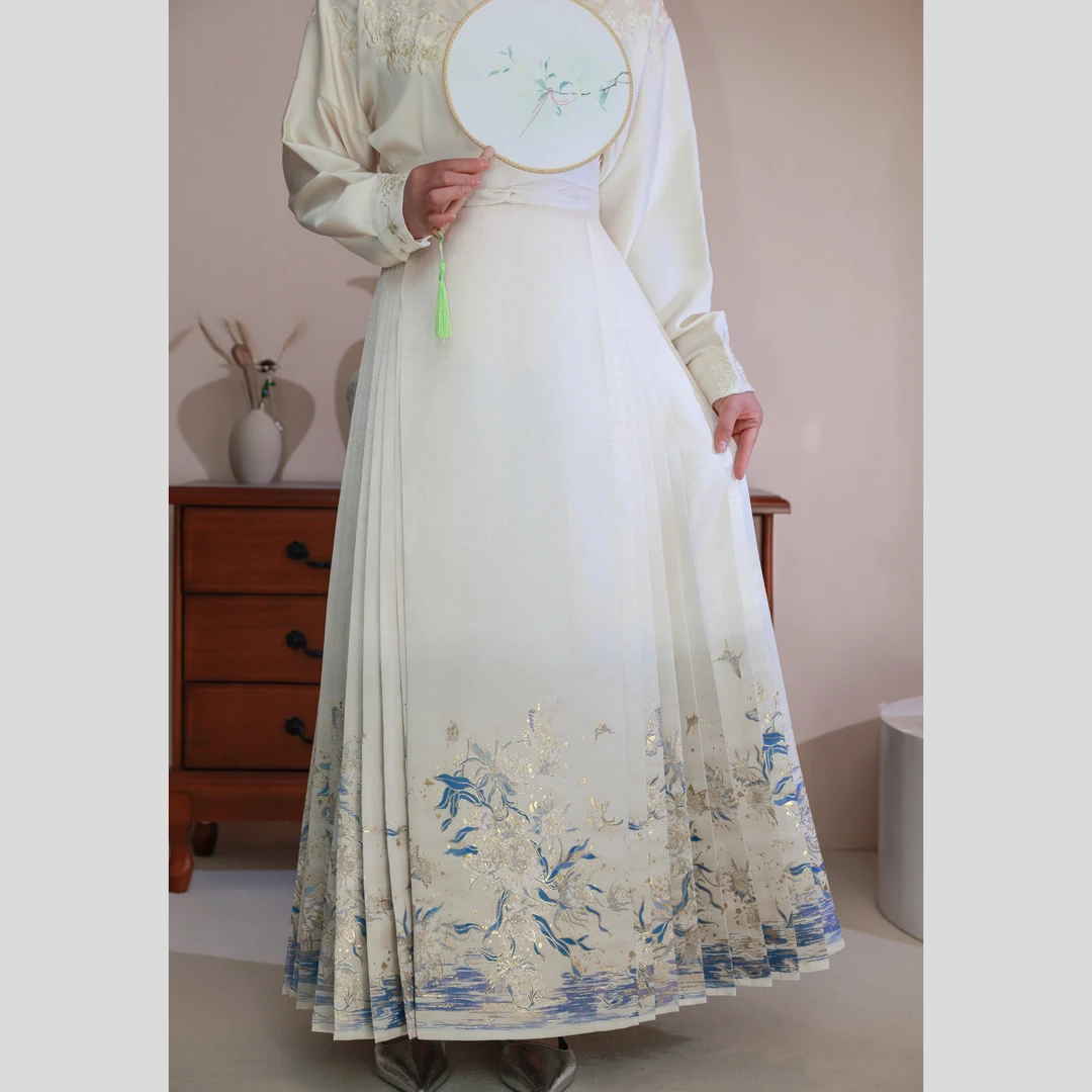 九州原创【白月光】九对折马面裙秋冬季明制汉服织金仿妆花马面裙