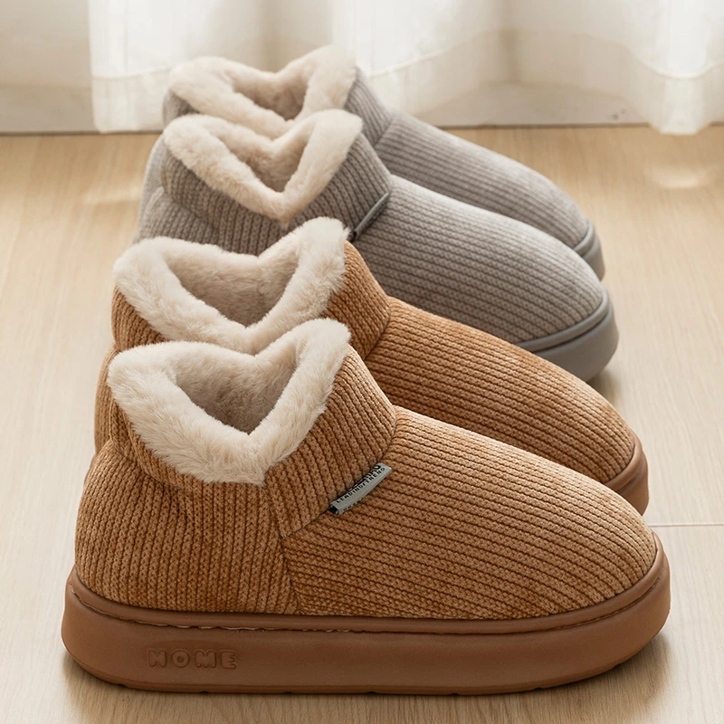 冬天棉拖鞋男加厚外穿防滑厚底包跟居家用毛毛绒秋冬棉鞋