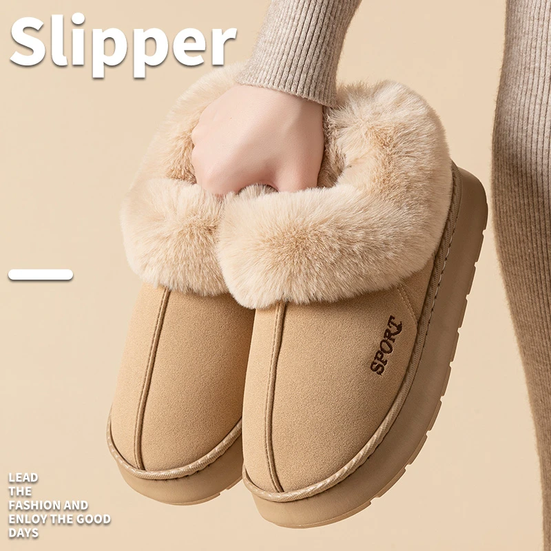 冬天棉拖鞋男士软底保暖厚底毛毛鞋外穿毛绒包跟简约秋冬棉拖鞋