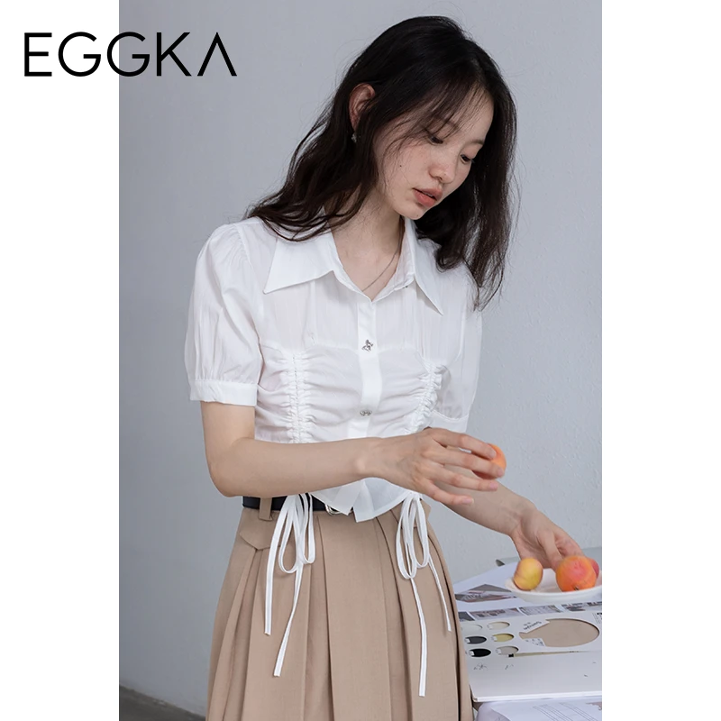 【花蝴蝶】秋季时尚百搭显瘦小众设计感抽绳蝴蝶扣衬衫E23A6279AG