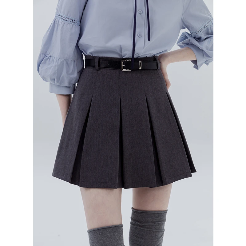 【达人专属】EGGKA高腰百褶a字半身裙女2023年夏季小个子显瘦短裙