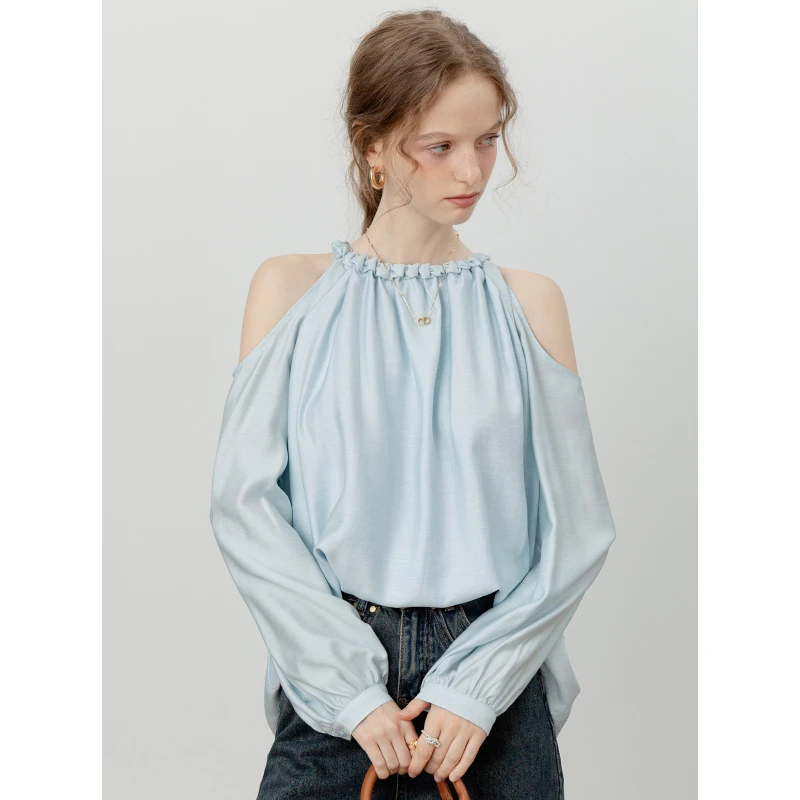 蝴蝶结绑带原创设计小众时尚法式浪漫挂脖长袖E24A6267YT