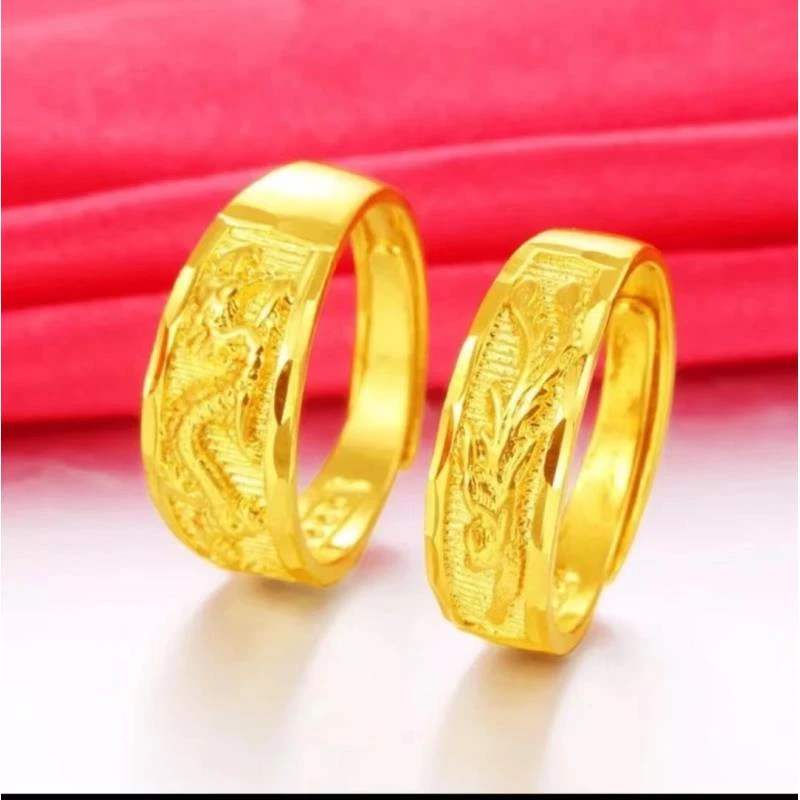 合金戒指 合金戒指 龙凤戒指 情侣结婚 古法经典龙凤呈祥不掉色