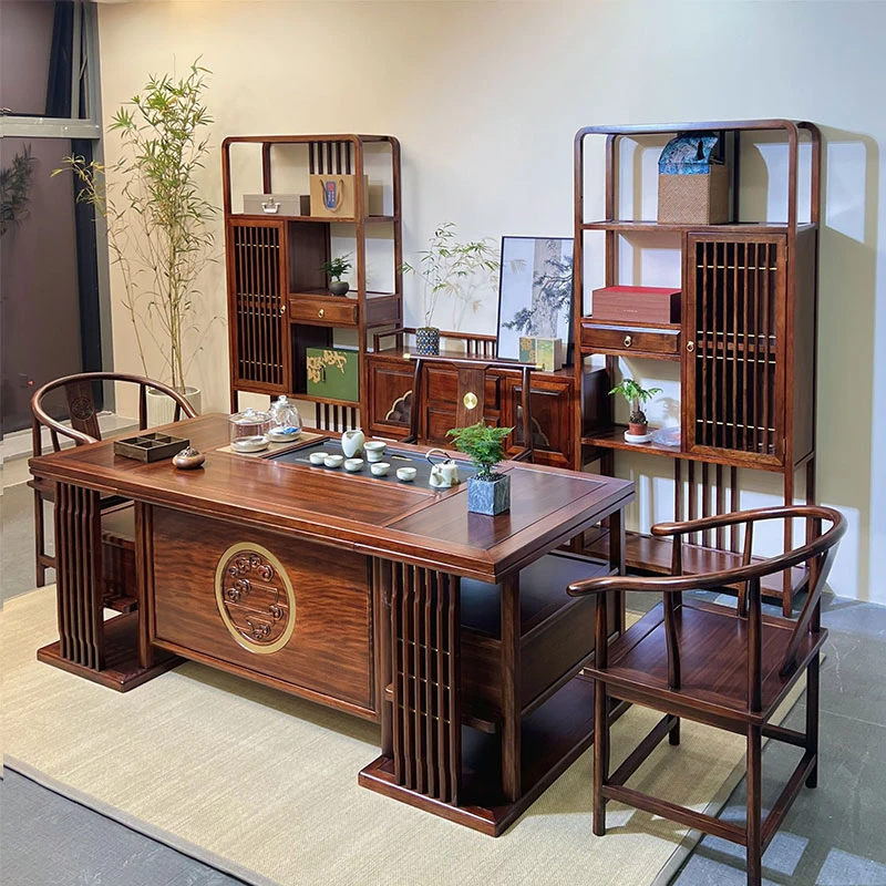 新中式实木厚德载物湿泡茶茶台家用茶桌椅多用