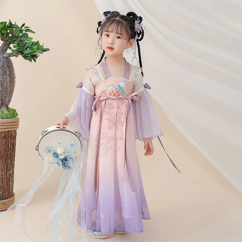 古月家.春令词 汉服女童春款儿童高端超仙中国风连衣裙古筝表演服