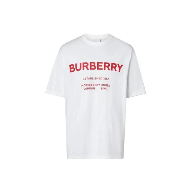 BURBERRY/博柏利1856纪念Logo字母印花圆领短袖T恤 男女同款