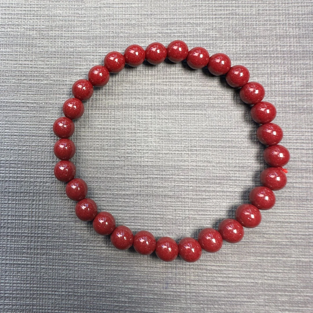 含辰砂工艺品保真高含量紫金砂6mm素圈 100斤左右 备用珠+备用绳