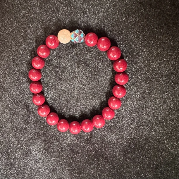 含辰砂工艺品保真高含量紫金砂设计款景泰蓝 备用珠+备用绳