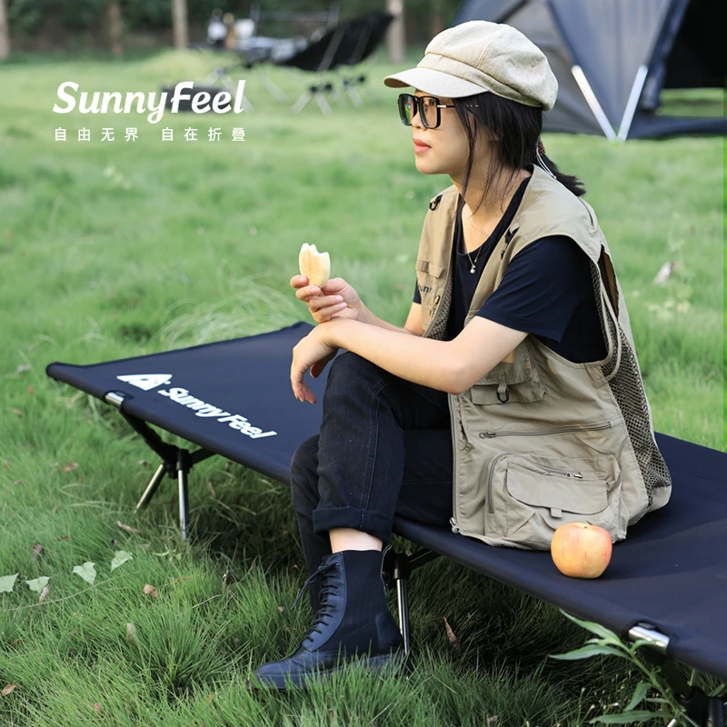sunnyfeel/山扉黑化折叠行军床铝合金可拆卸户外床