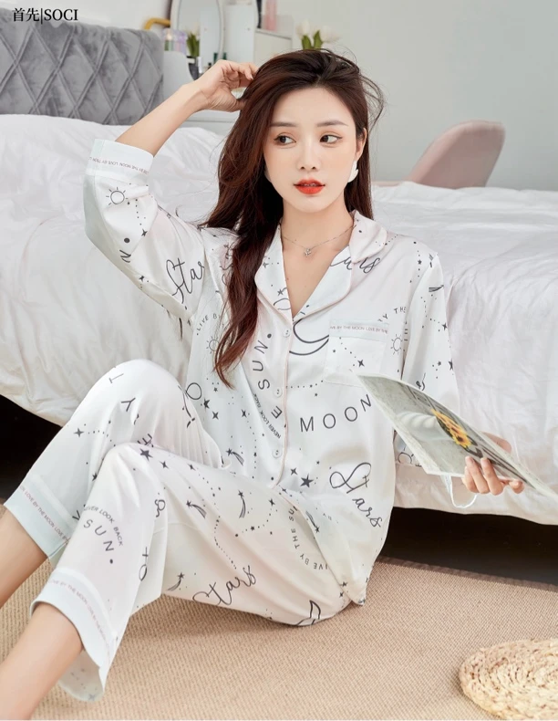 首先2024春夏新品冰雪丝女士甜美居家套装