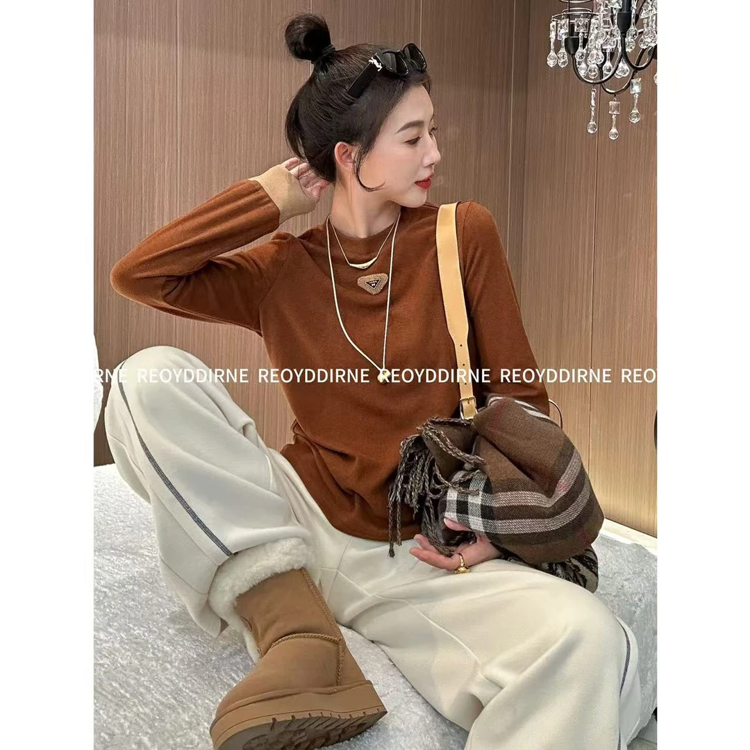 兔兔TUTU-【Reoyddirne】显瘦气质小众休闲加厚圆领打底T恤118235