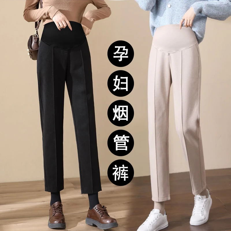 孕妇西装裤春秋外穿直筒裤宽松小个子大码显瘦烟管裤秋季孕妇裤子