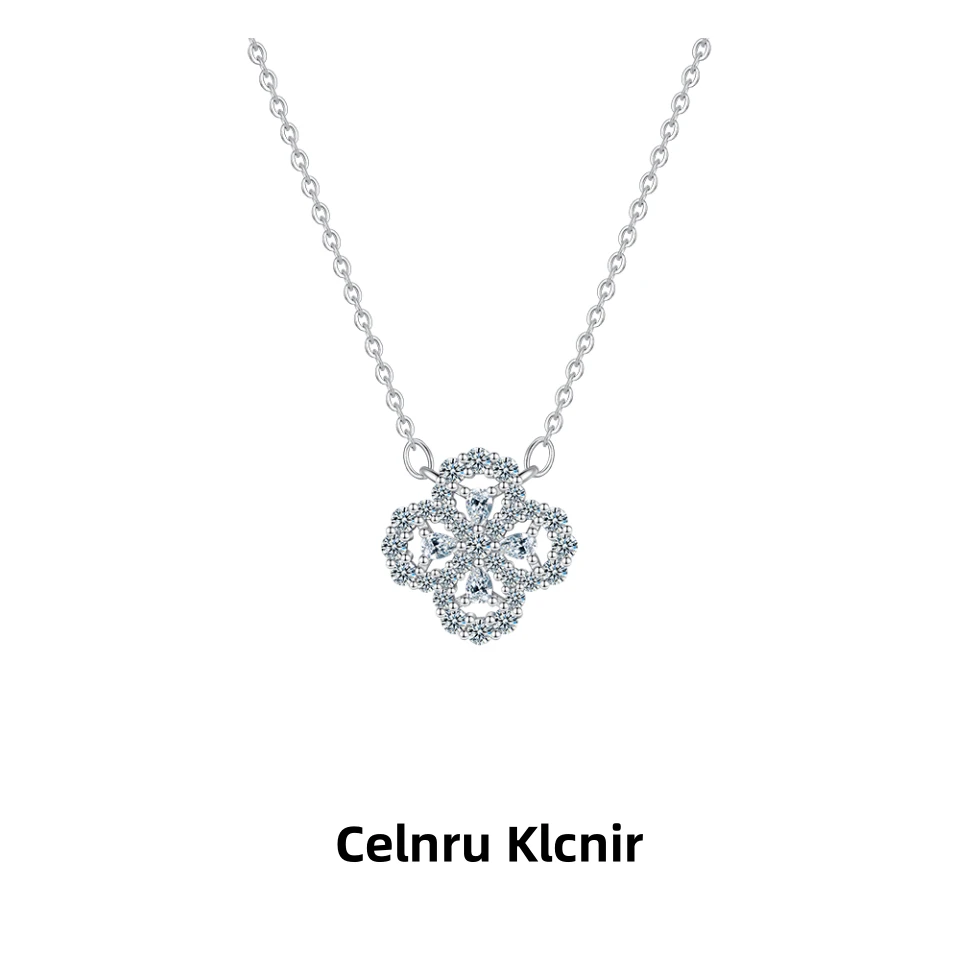Celnru Klcnir 钛钢项链 四叶草项链女ins小众轻奢满钻花朵锁骨链