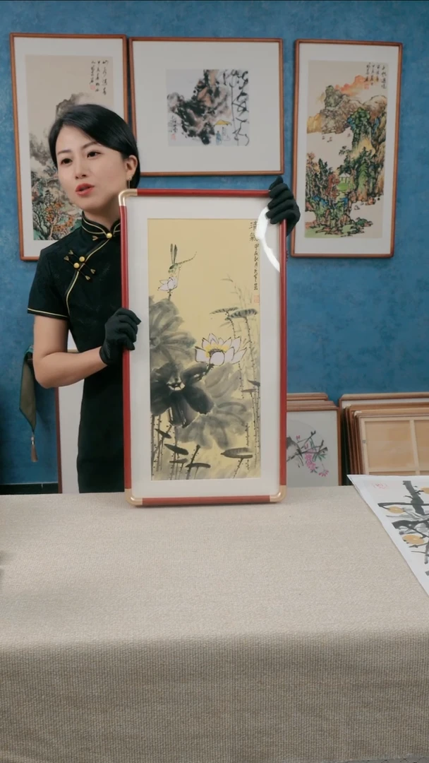 【闪购商品】绘画33*66实木框夏寒老师花鸟