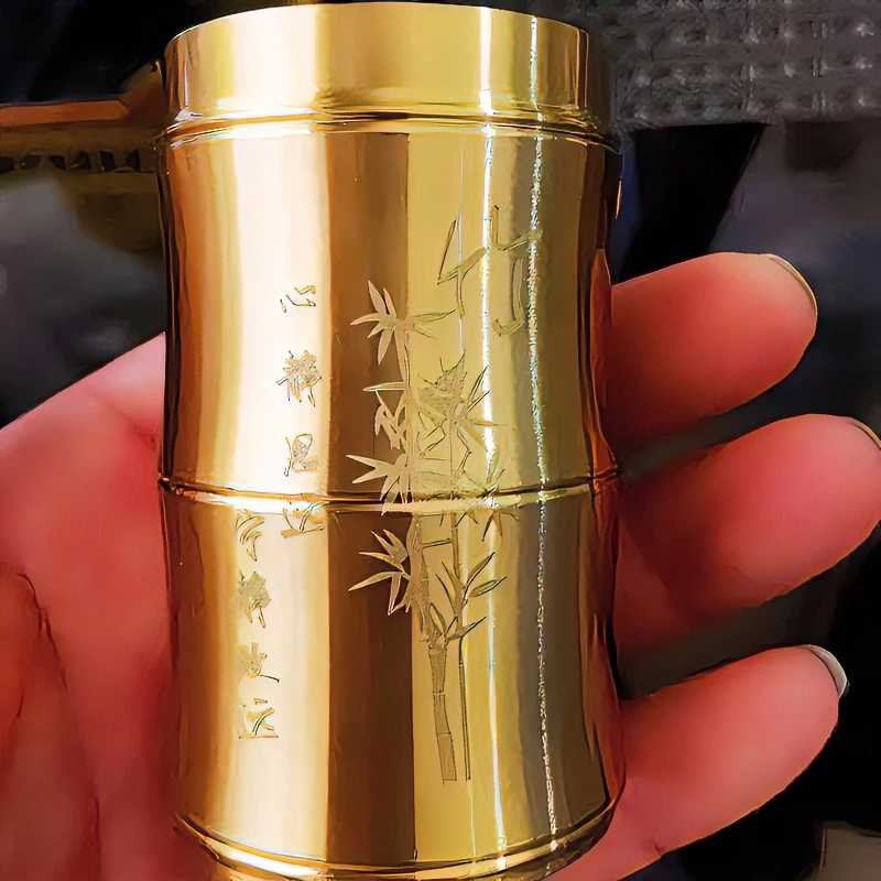 高品质全黄铜竹节牙签筒牙签盒家用牙签罐竹节时尚高档便携式餐厅
