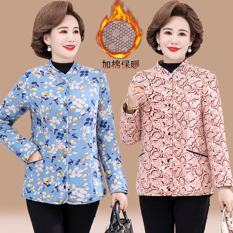 啄木鸟冬季妈妈装冬装棉衣外套加厚保暖棉服上衣中老年人女装小棉