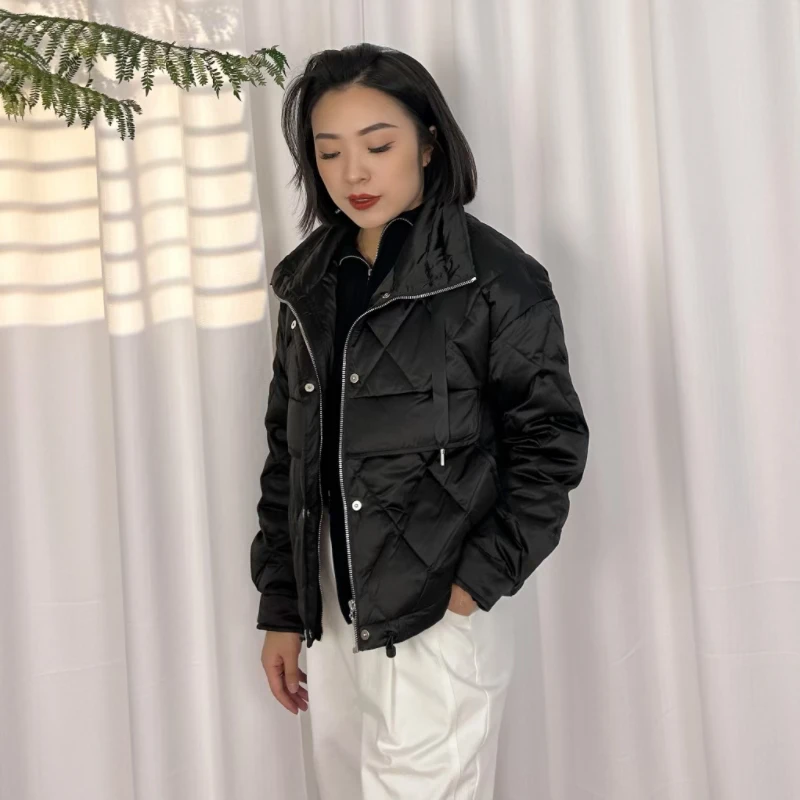 Eall、cz/意澳冬季高级感舒适休闲短款羽绒服百搭保暖翻领