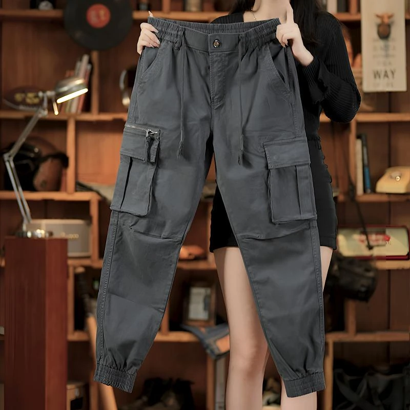 潮X秋冬季美式复古百搭弹力工装裤男潮牌束脚宽松休闲长裤多口袋