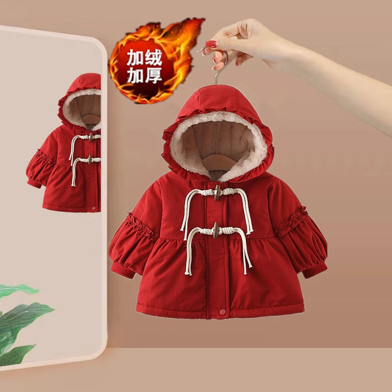 女童棉服加绒加厚外套2025新款婴儿上衣冬季棉衣女宝宝冬装棉袄潮