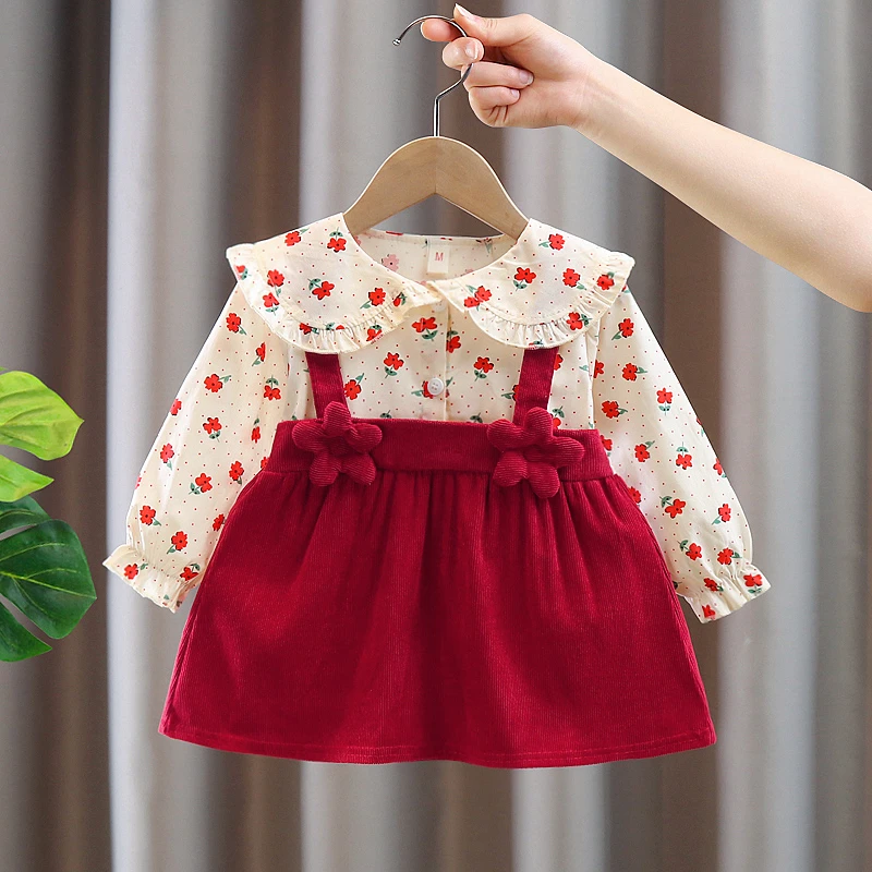 新款女童连衣裙春装洋气儿童公主裙小女孩女宝宝一周岁长袖碎花裙