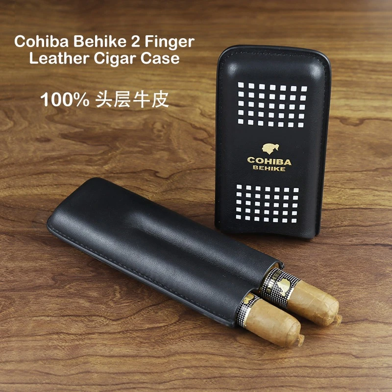 高希霸雪茄保护套便携式雪茄盒2支装层真皮雪茄包保湿出差旅行