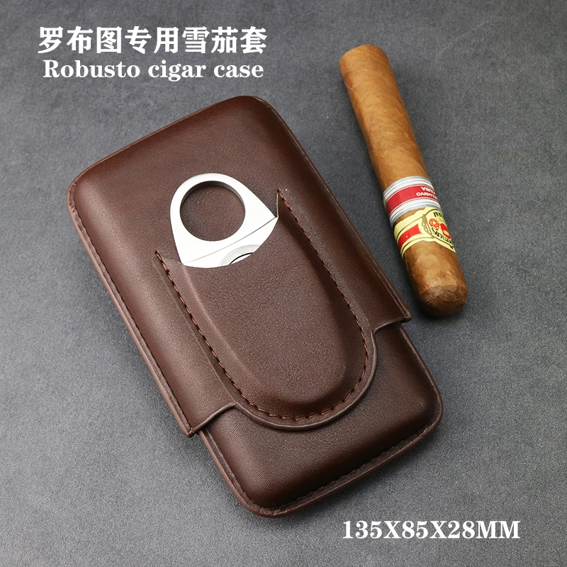 雪茄盒三支装雪茄套洒红黑色纹雪茄皮套配剪礼盒包装古巴短款专用