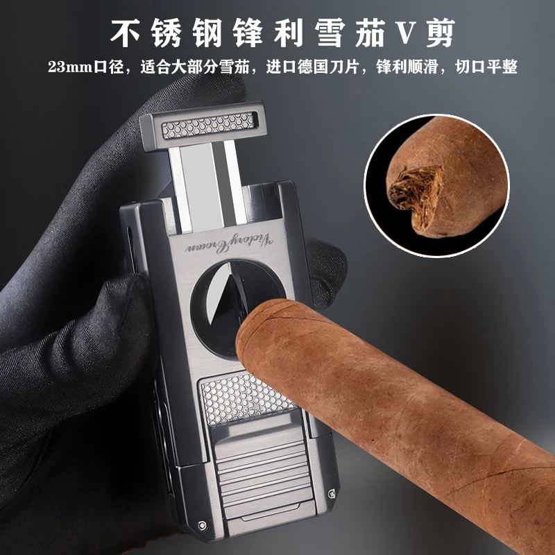 雪茄剪打火机一便携雪茄工具带钻孔器五合一多功能剪打火机