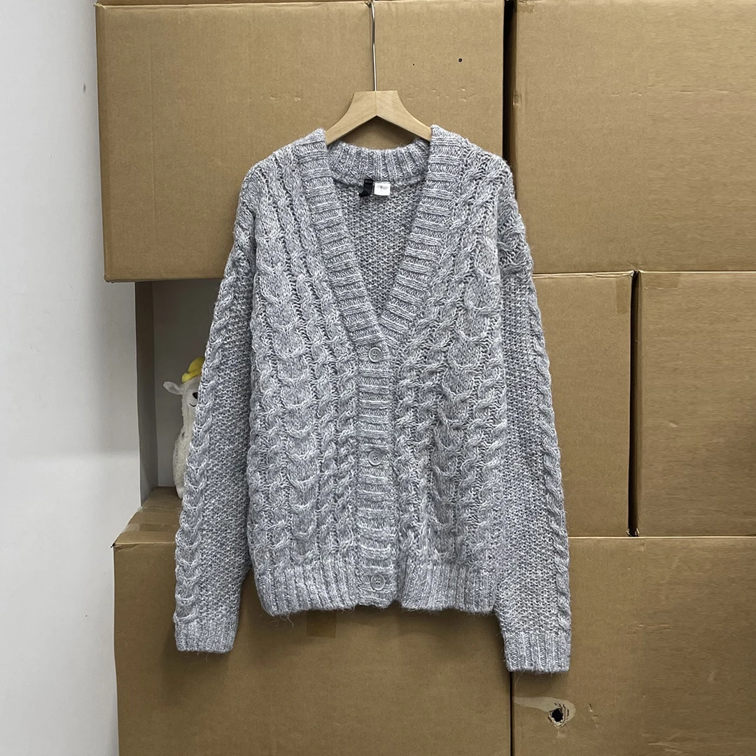 瑞典单！！H家V领针织开衫 秋装新款长袖毛衣