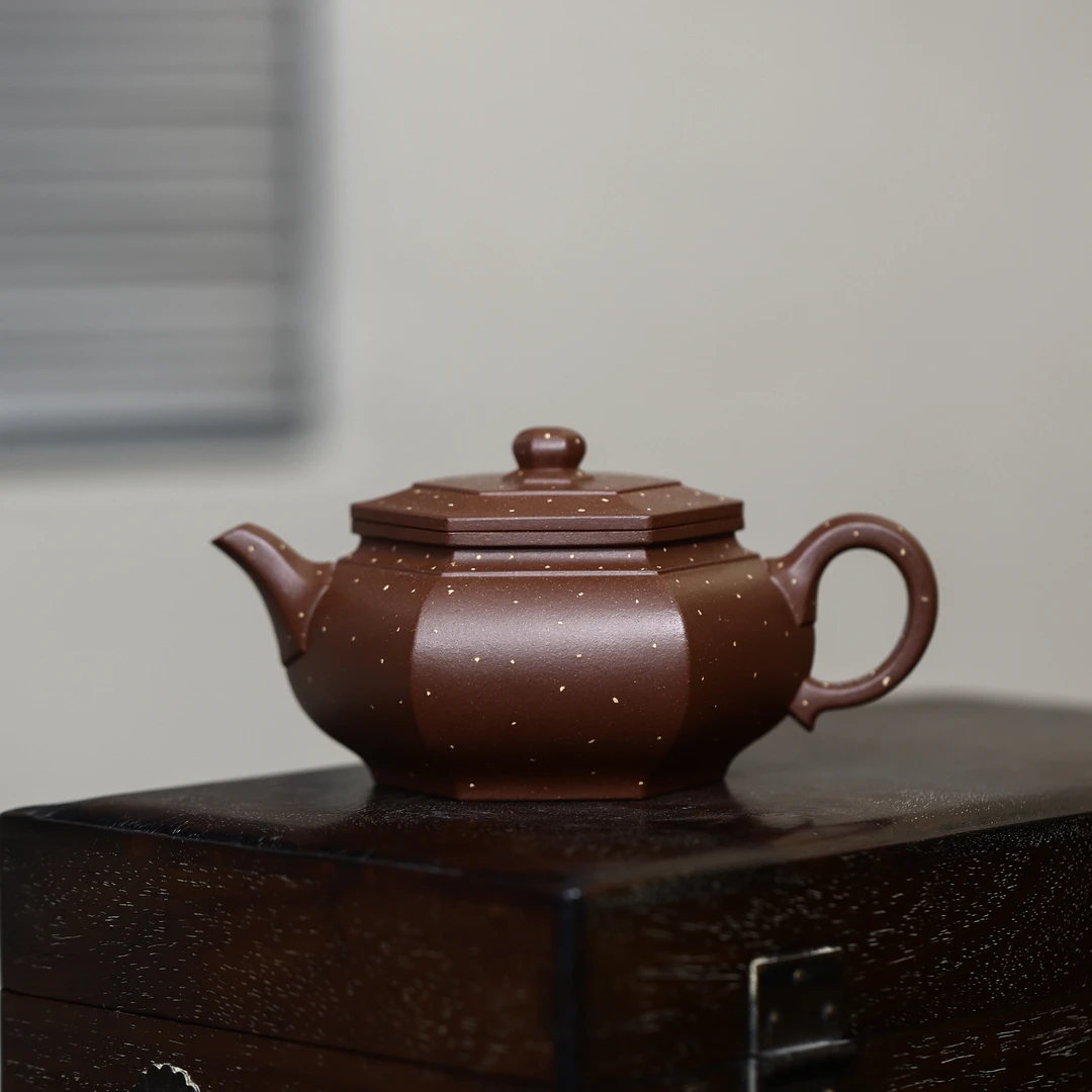 《大彬六方》240cc 黄龙山原矿紫泥 铺砂半手紫砂壶
