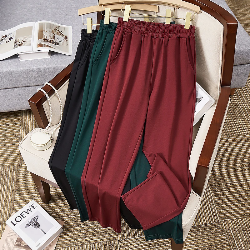 K6333胖MM加肥烟管裤2024新款夏季大码女裤250斤宽松薄款休闲裤女