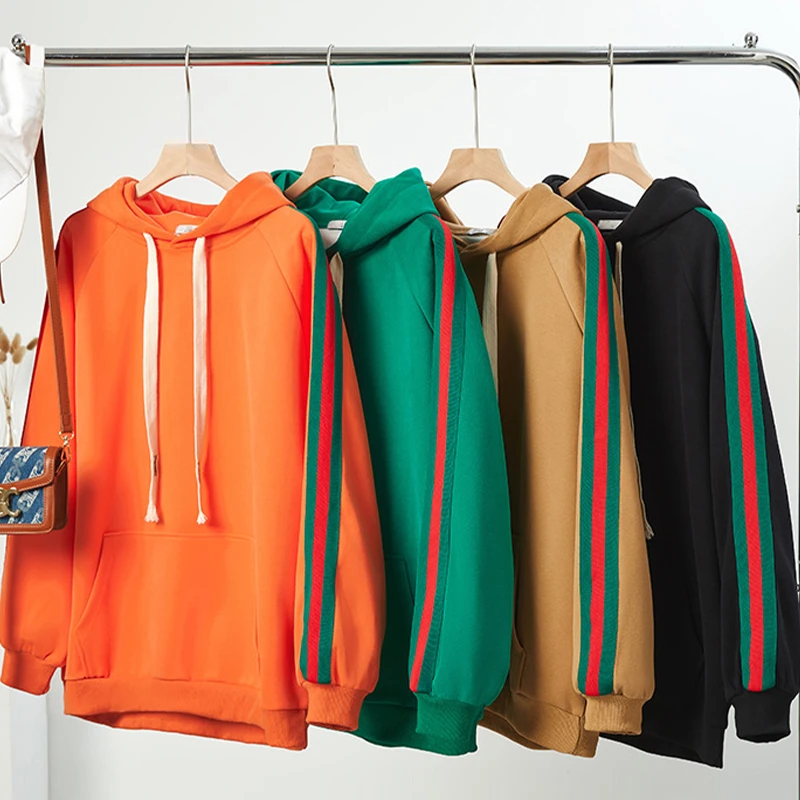 S5161胖MM加绒2023春秋季新款上衣230斤大码女装加肥连帽长袖卫衣