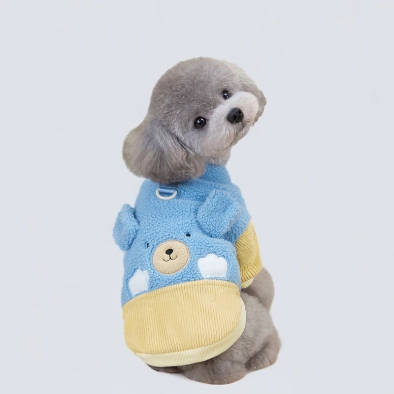 小比熊衣服秋冬款博美泰迪雪纳瑞狗狗小型犬开扣卡通熊棉衣加绒厚