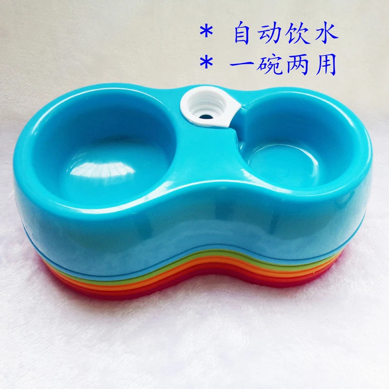 狗盆狗碗一体狗粮猫粮食泰迪饭盒盘子小型犬柯基猫碗双碗自动饮水