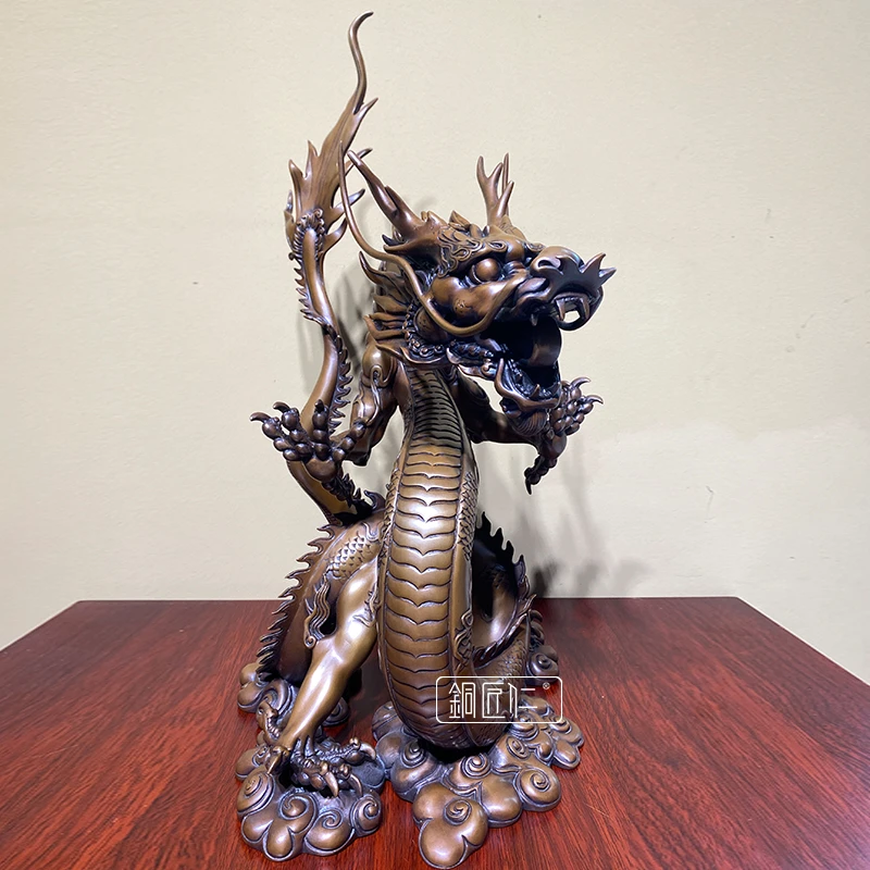 铜匠仁紫铜祥龙出海摆件铜十二生肖龙12五爪铜龙客厅玄关办公室