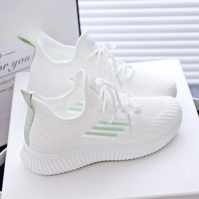 2024新款春季女士飞织运动鞋时尚百搭跑步鞋网面透气休闲轻便