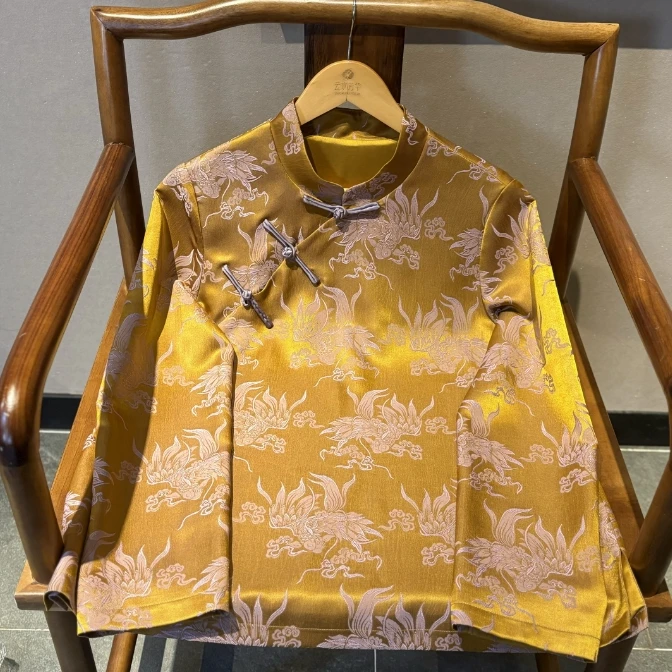 欢愉 芳华设计新中式复古提花上衣国风立领提花上衣