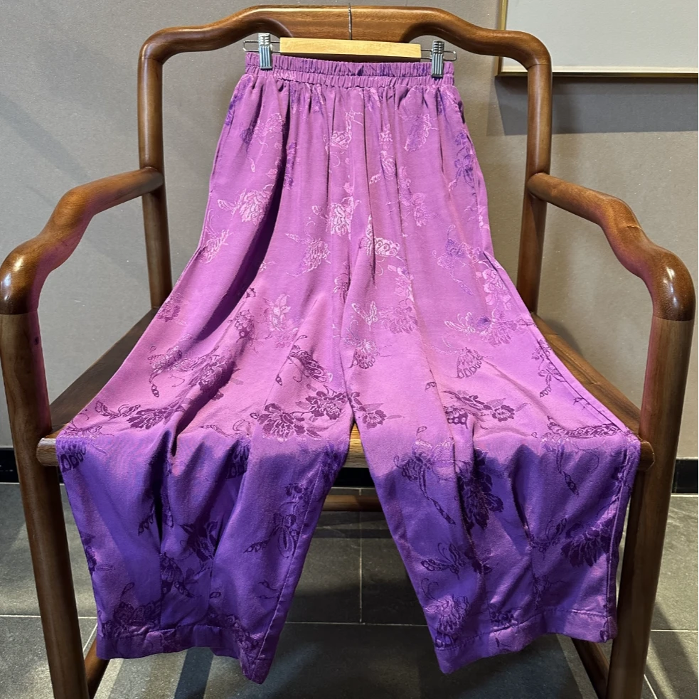 未央（紫色）芳华设计新中式复古女士提花灯笼裤中国风薄款提花裤