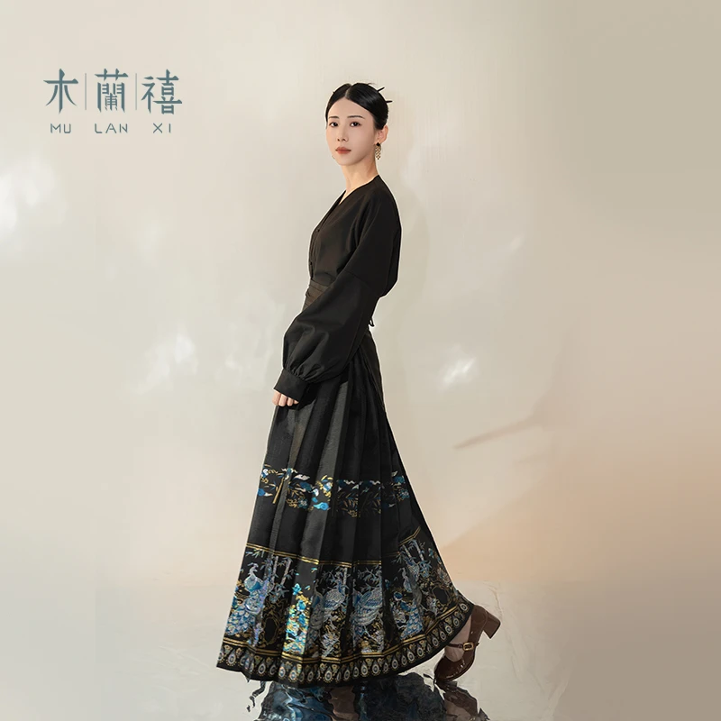 木兰禧原创【雀语】织金织银仿妆花马面裙中国风对襟衬衫