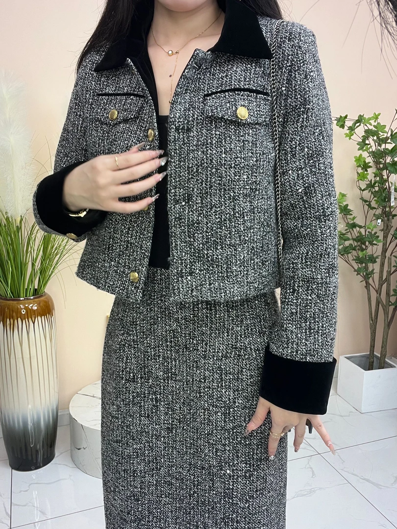 2024秋冬流行小香风套装半身裙两件套显瘦气质洋气时尚轻奢修身