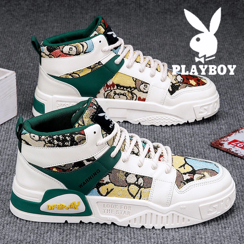 花花公子板鞋男鞋冬季2025新款小众厚底高筒鞋男休闲小白运动潮鞋