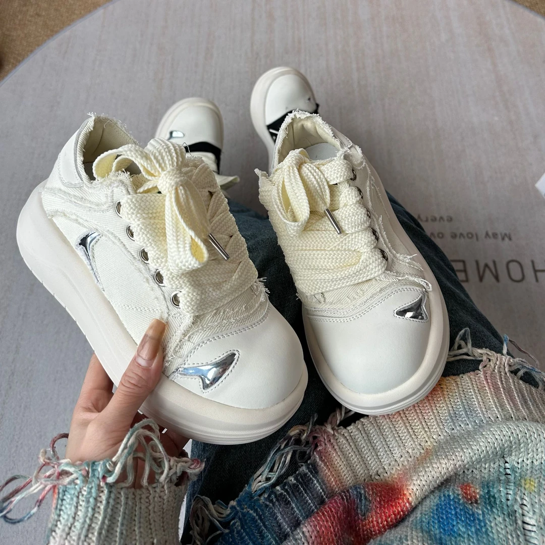 明星同款小众原创厚底板鞋男女同款增高百搭帆布鞋透气休闲情侣鞋