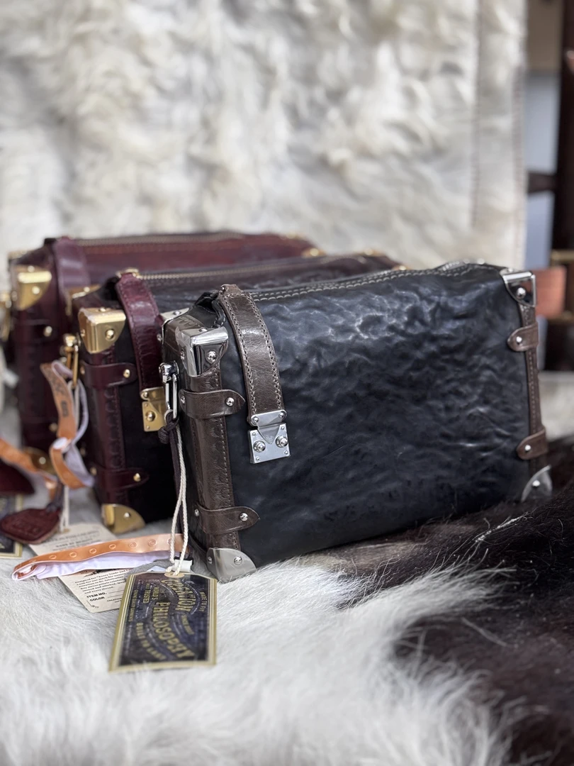 制道手工高定马臀皮箱子包复古个性帅气中性风格单肩斜挎包