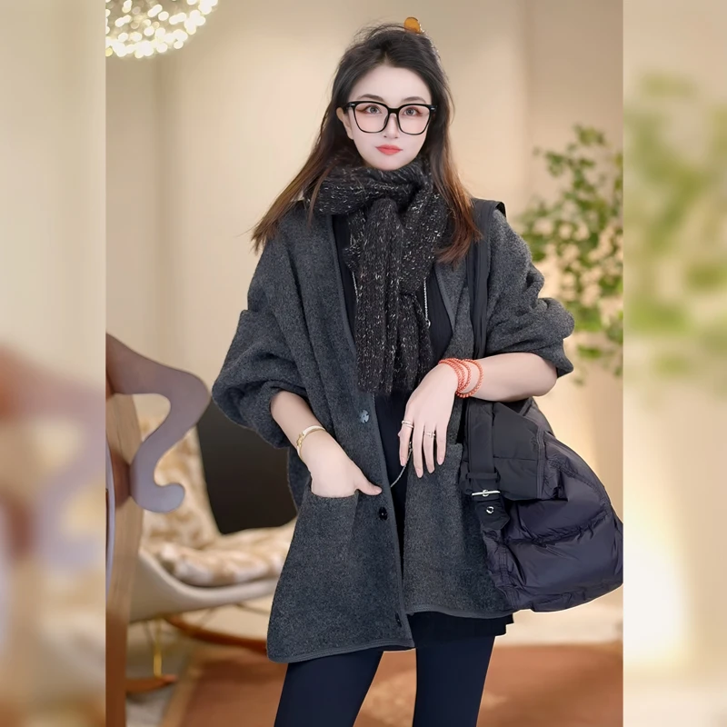 【Linda姐高端线】秋冬时尚复古慵懒宽松女士开衫外套AF3WMN490