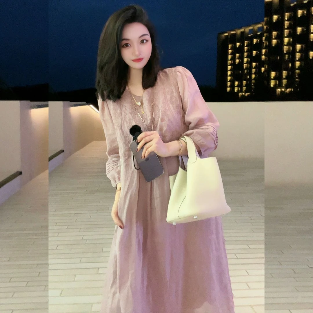 【Linda姐高端线】春夏轻奢法式苎麻刺绣气质连衣裙长裙LA3LJS117