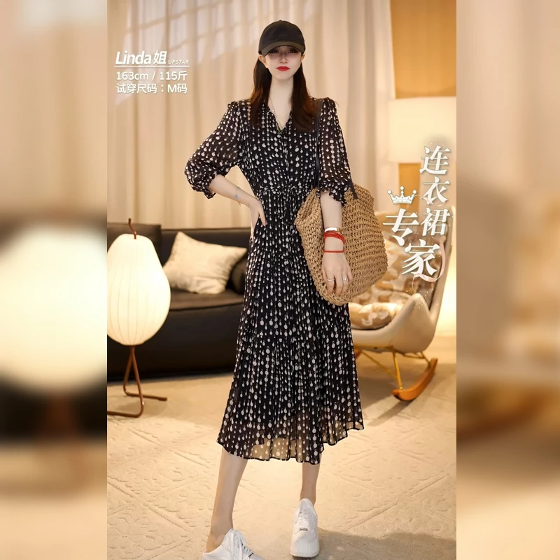 【Linda姐高端线】新款法式气质优雅水滴显瘦连衣裙子AA4LYH772