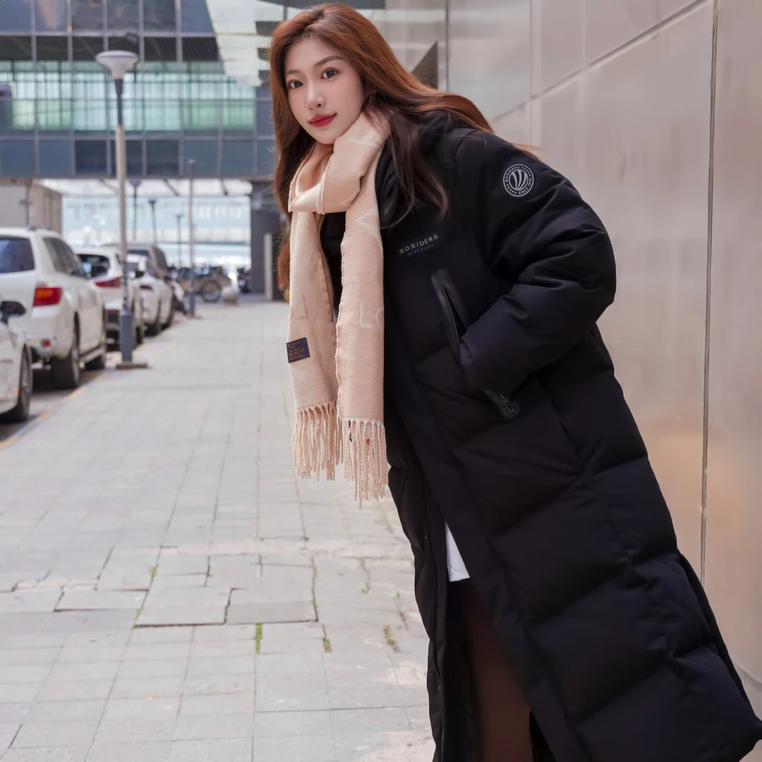 波司登【加绒御寒】男女加厚加长款运动时尚情侣宽松潮流连帽羽绒服