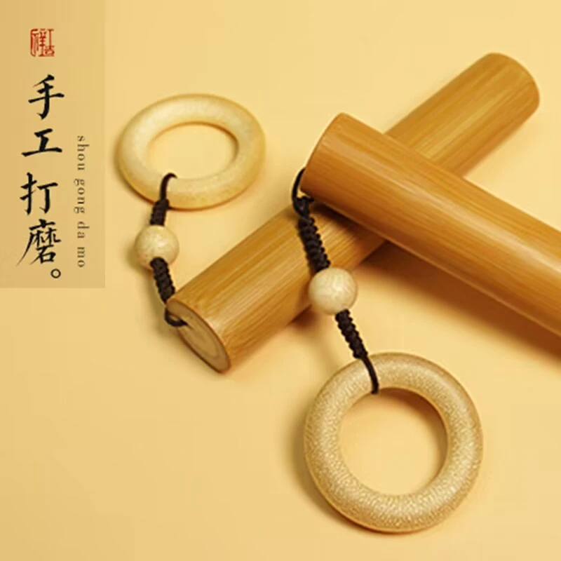 实心竹高密老料实心玉竹竹环串珠手把件